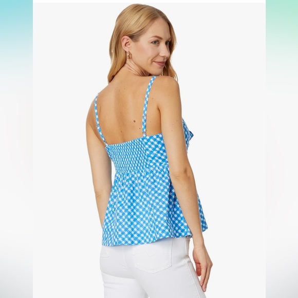 Lilly Pulitzer Mitzi Cotton Cami Boca Blue Double Checking - Picture 3 of 11